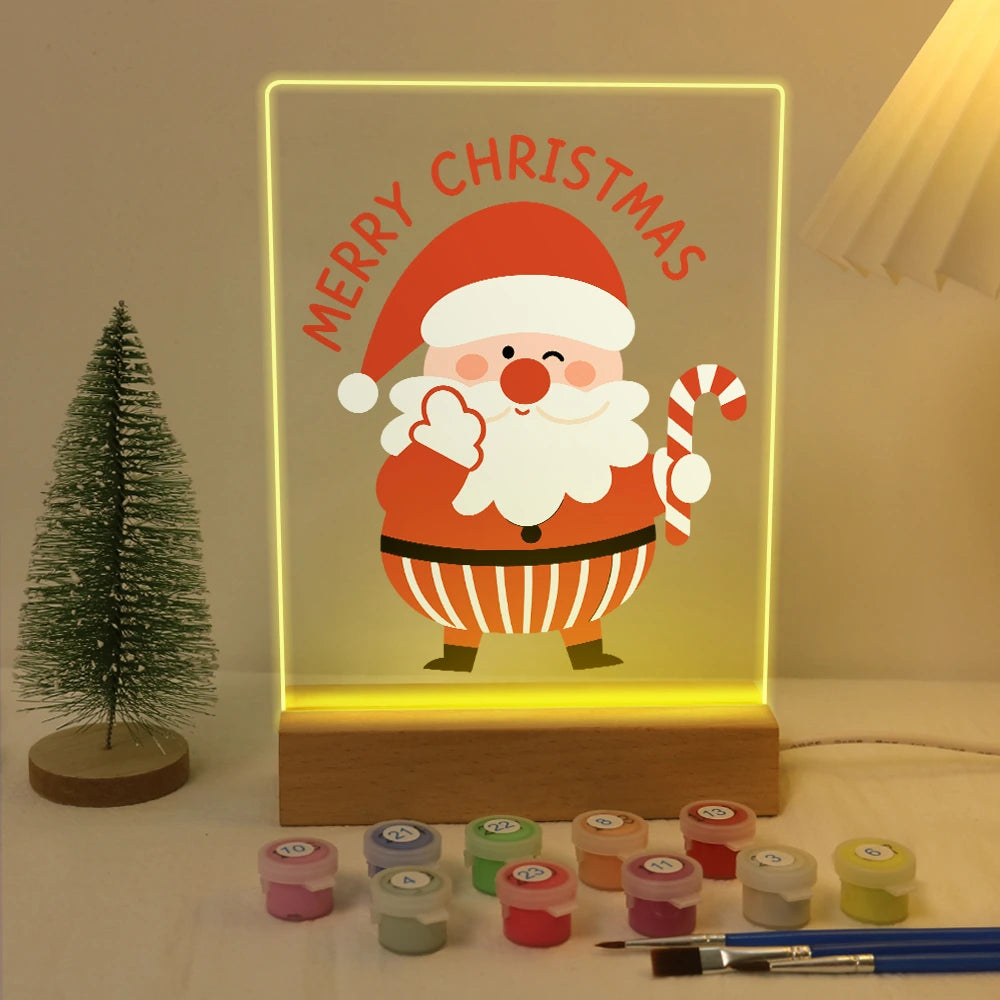 
Paint by Numbers - Christmas Light | Jolly Santa with Candy Cane