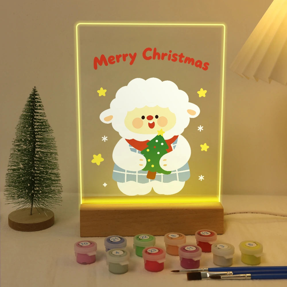 Paint by Numbers - Christmas Light | Sheep Holding a Christmas Tree