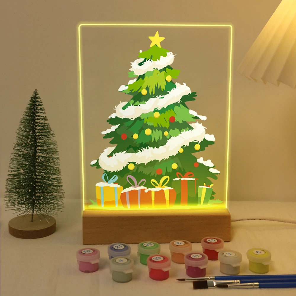 Paint by Numbers - Christmas Light | Snow-Covered Tree with Presents