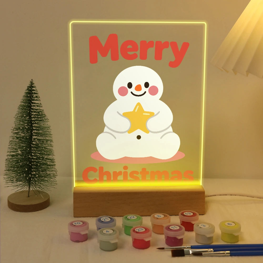 Paint by Numbers - Christmas Light | Snowman Holding a Star