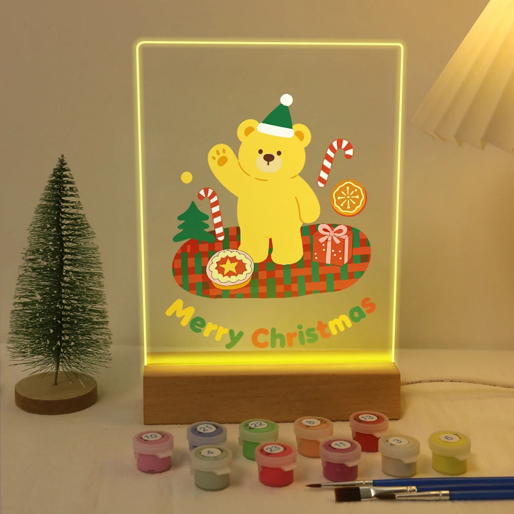 
Paint by Numbers - Christmas Light | Waving Teddy on a Log
