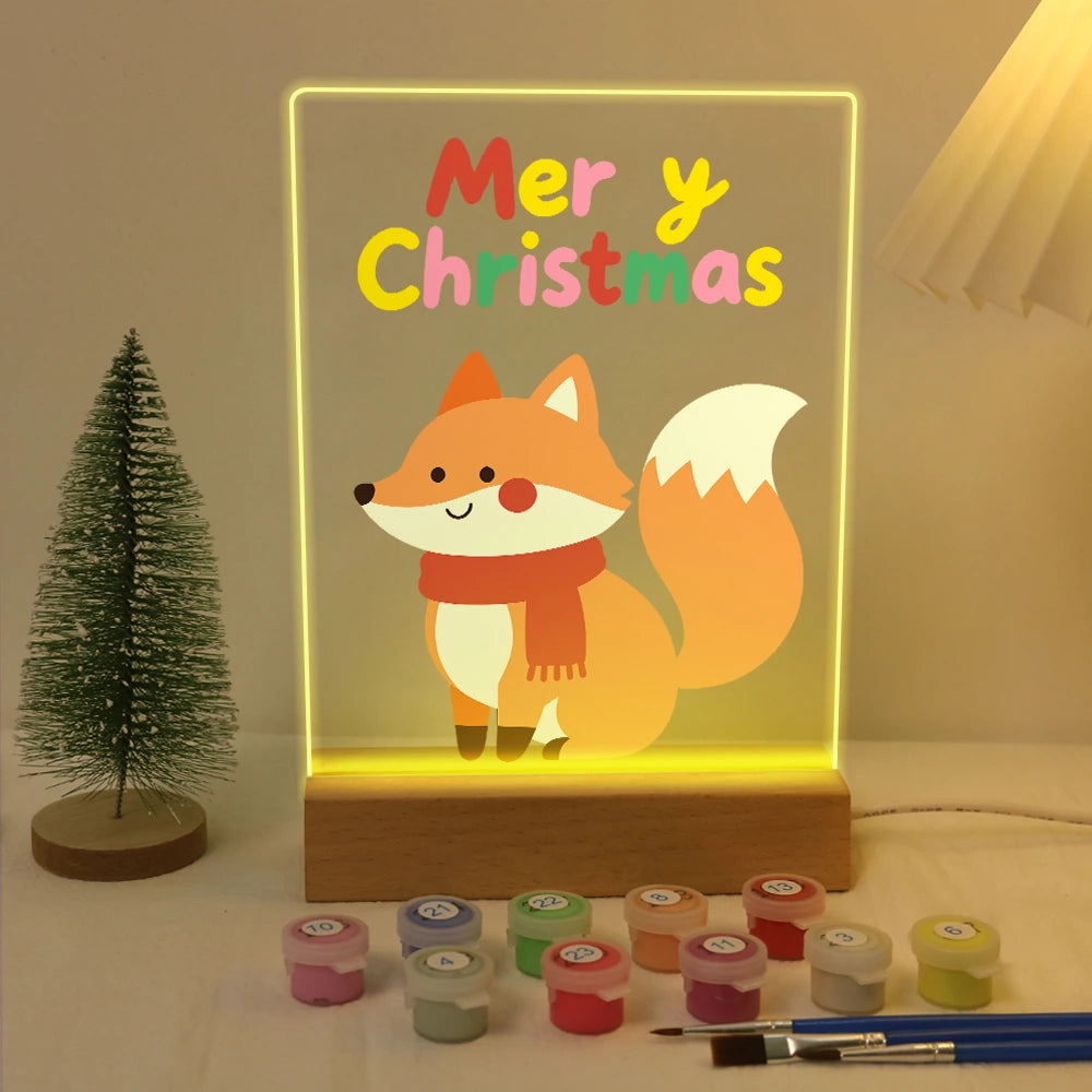 Paint by Numbers - Christmas Light | Winter Fox with a Red Scarf