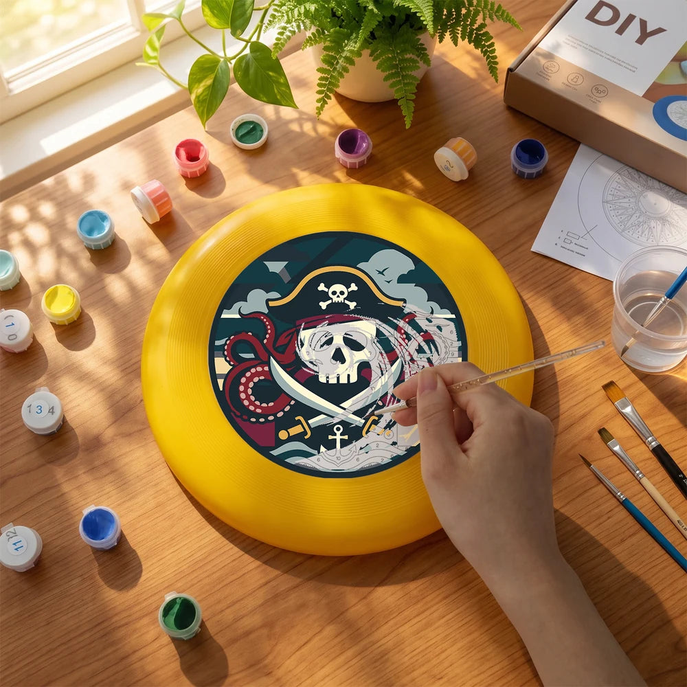 Paint by Numbers - Frisbee | Pirate Skull and Anchor