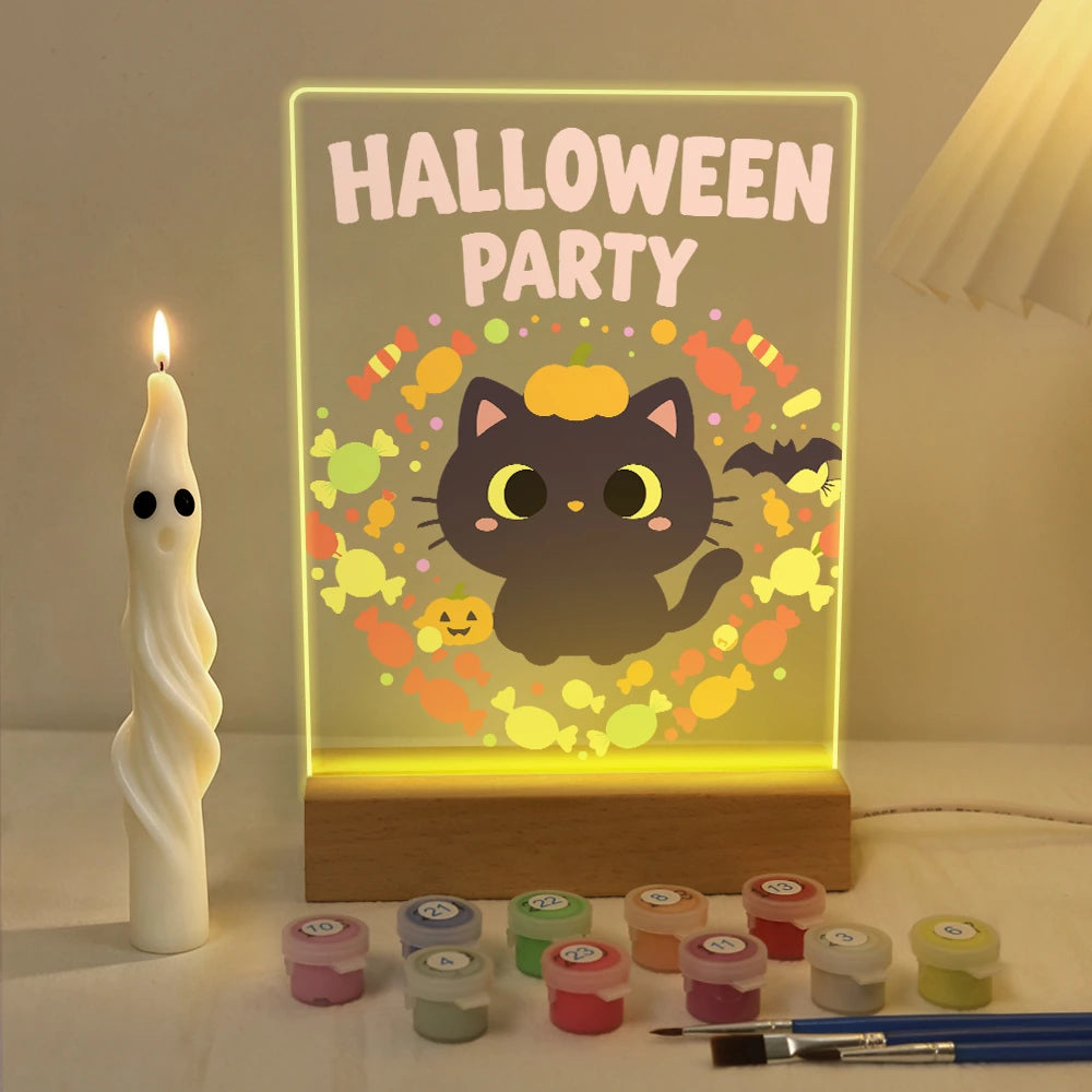 
Paint by Numbers - Halloween Light | Halloween Party Kitten