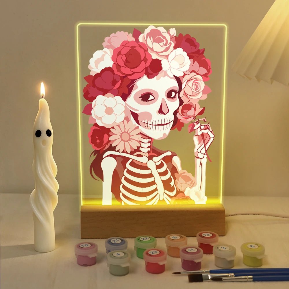 
Paint by Numbers - Halloween Light | Rose Skull Lady