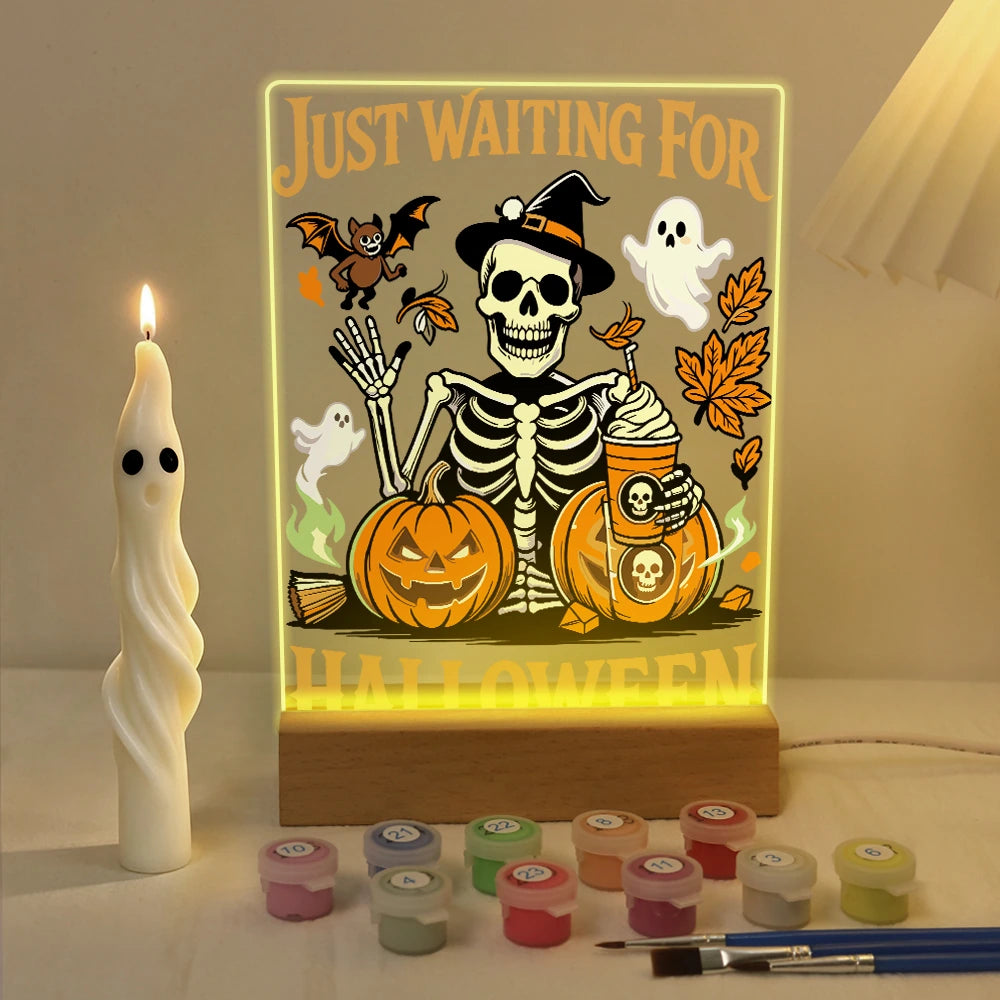
Paint by Numbers - Halloween Light | Skeleton Waiting for Halloween