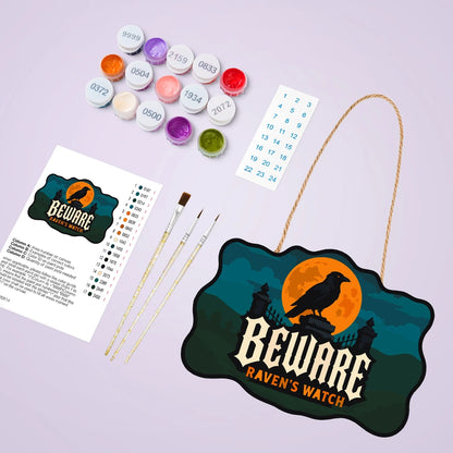 Paint by Numbers - Wooden Door Hanger | Beware Raven's Watch