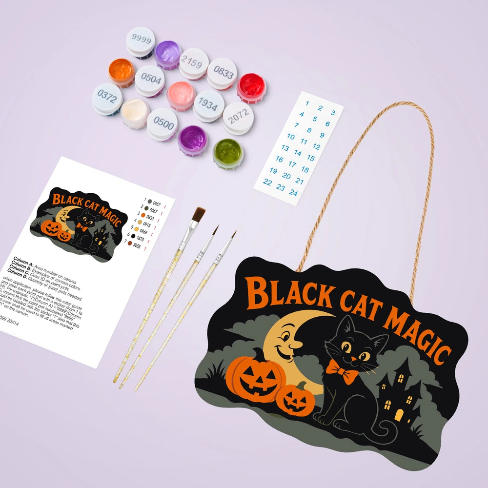 
Paint by Numbers - Wooden Door Hanger | Black Cat Magic