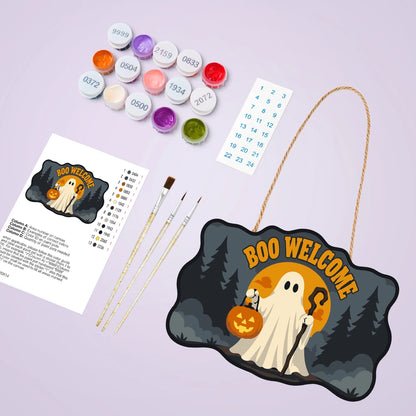 Paint by Numbers - Wooden Door Hanger | Boo Welcome Ghost