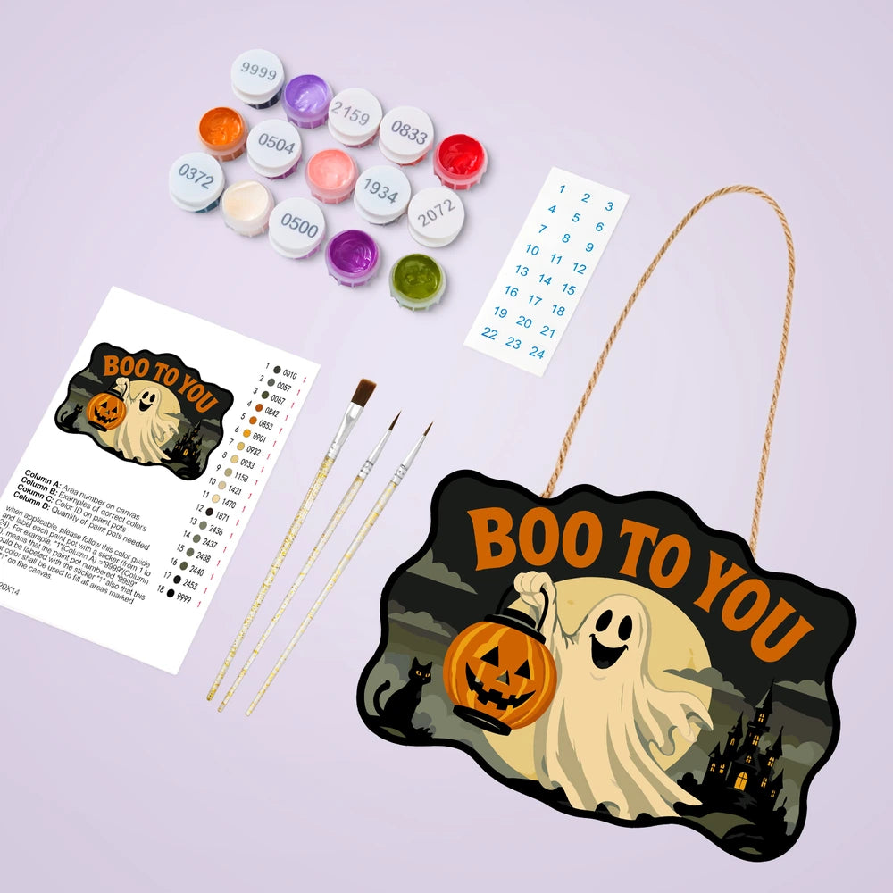 
Paint by Numbers - Wooden Door Hanger | Boo to You