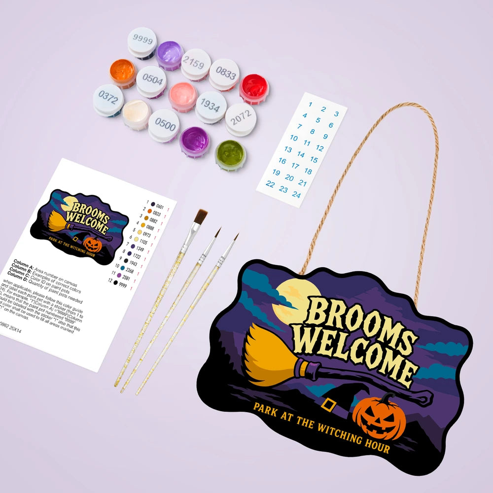 Paint by Numbers - Wooden Door Hanger | Brooms Welcome