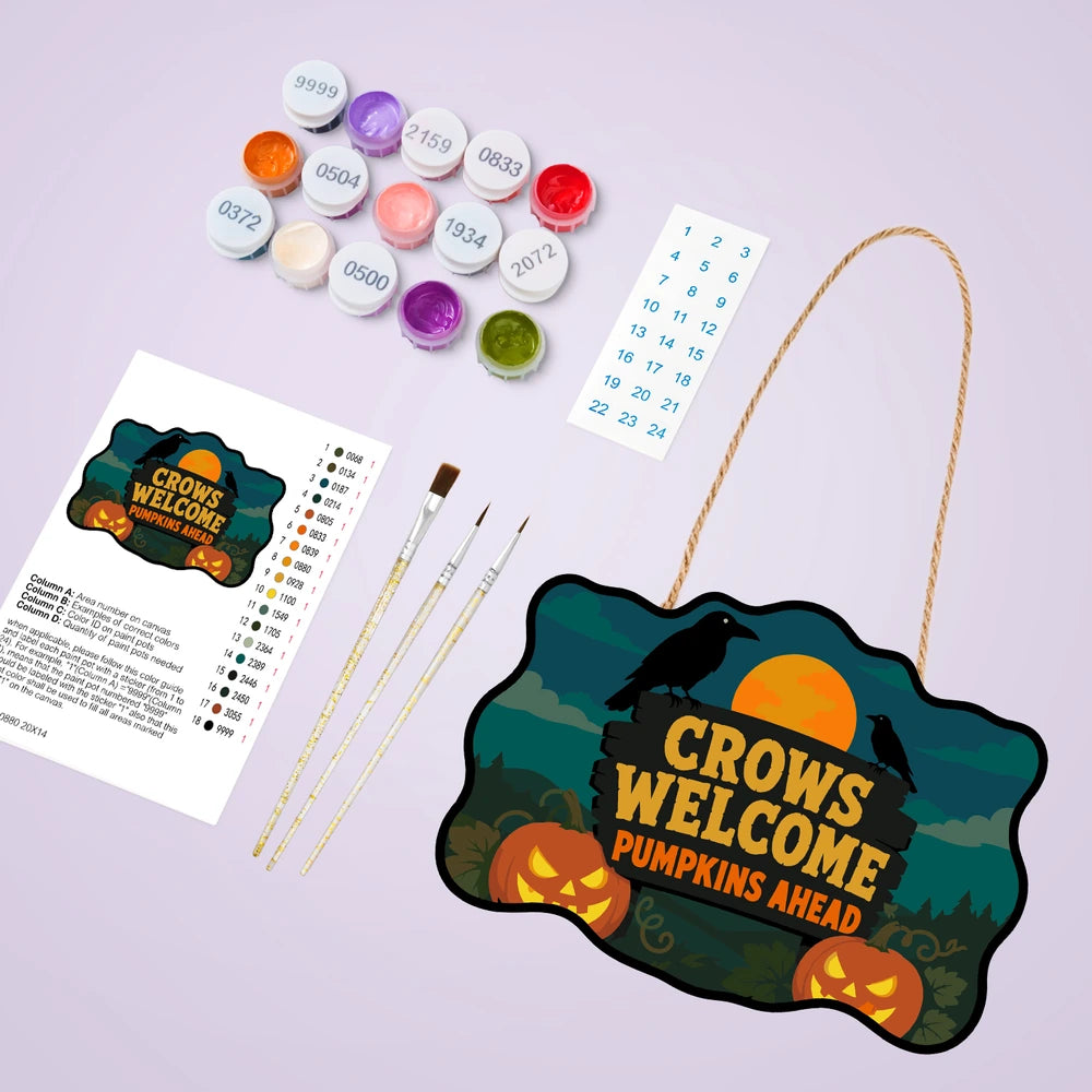 Paint by Numbers - Wooden Door Hanger | Crows Welcome
