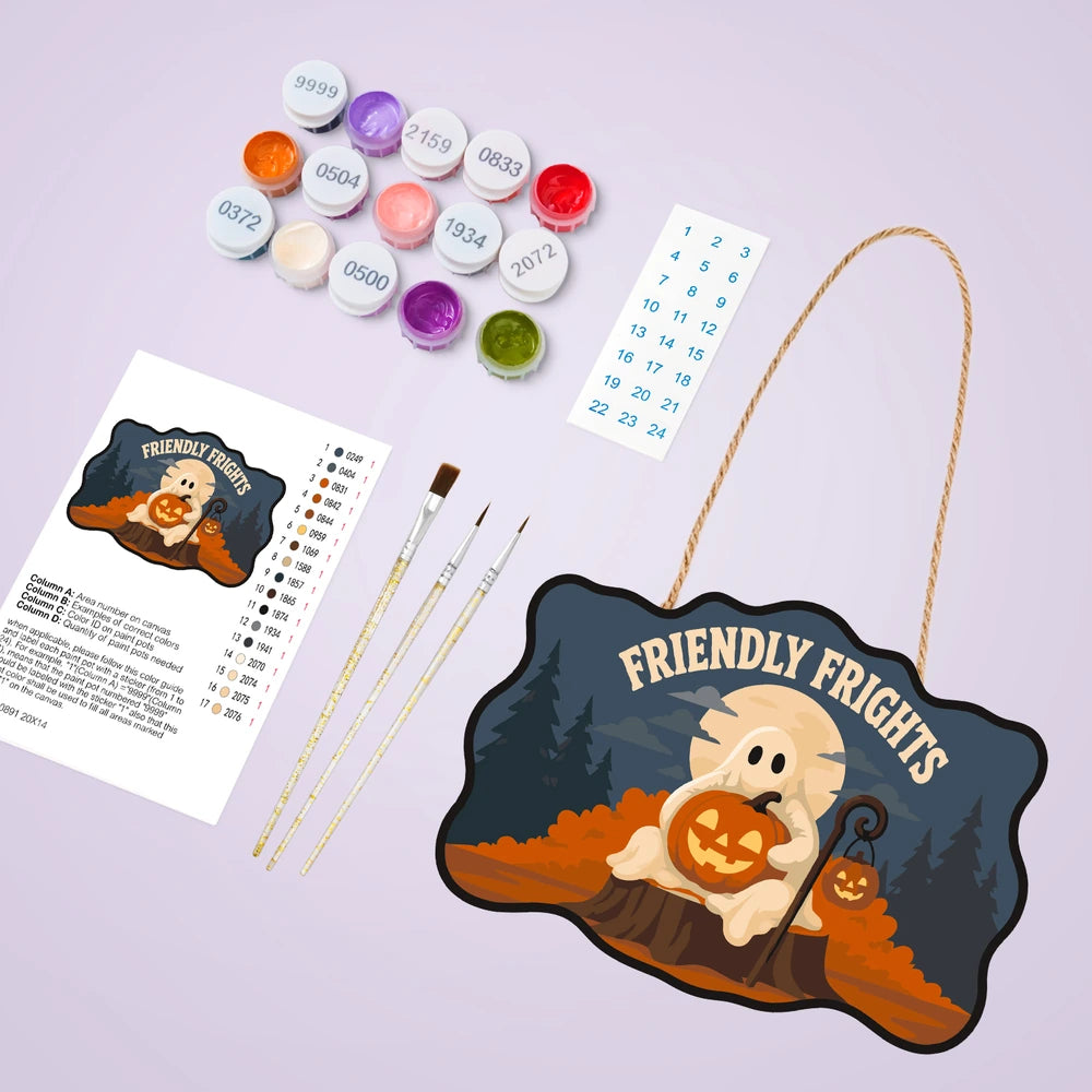 Paint by Numbers - Wooden Door Hanger | Friendly Frights