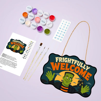 Paint by Numbers - Wooden Door Hanger | Frightfully Welcome