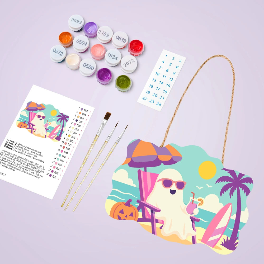 Paint by Numbers - Wooden Door Hanger | Ghost on Vacation