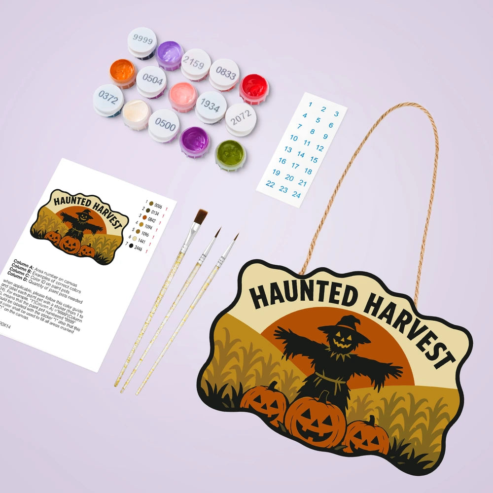 Paint by Numbers - Wooden Door Hanger | Haunted Harvest
