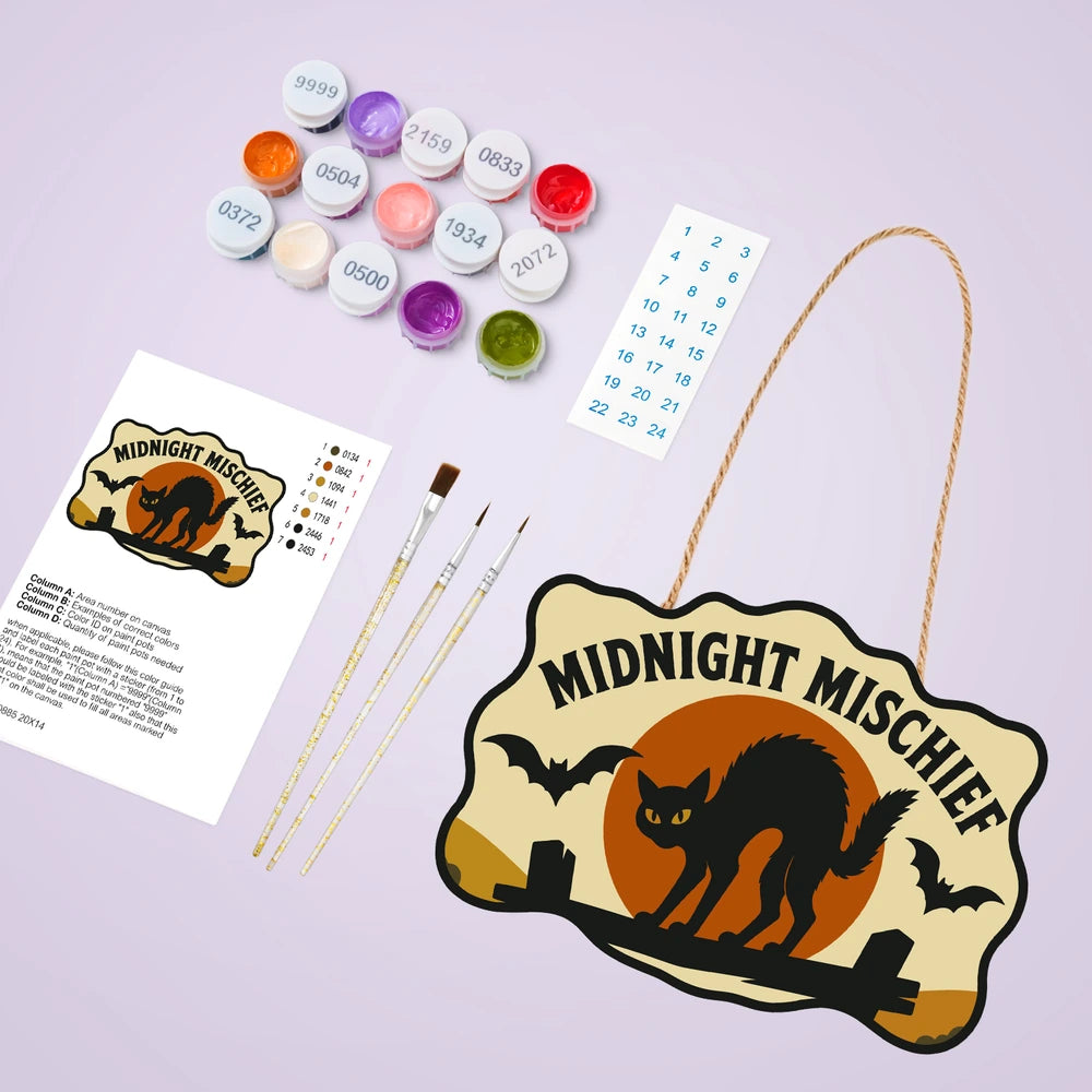 Paint by Numbers - Wooden Door Hanger | Midnight Mischief