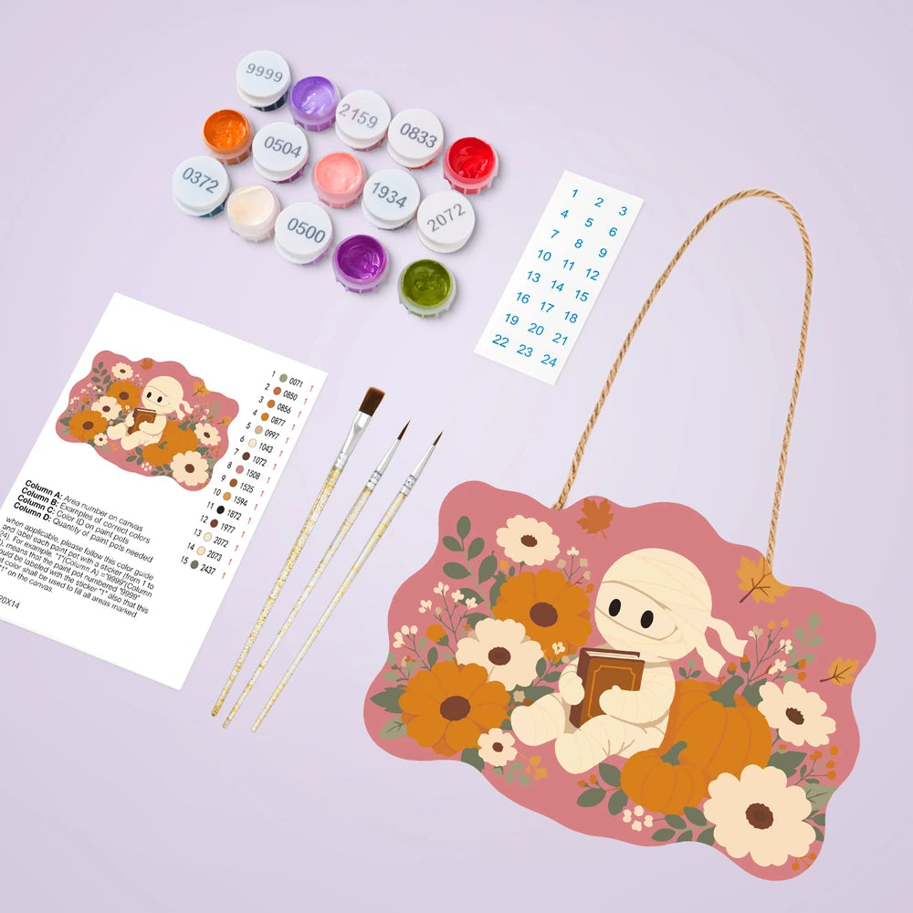 Paint by Numbers - Wooden Door Hanger | Mummy Reading Among Flowers