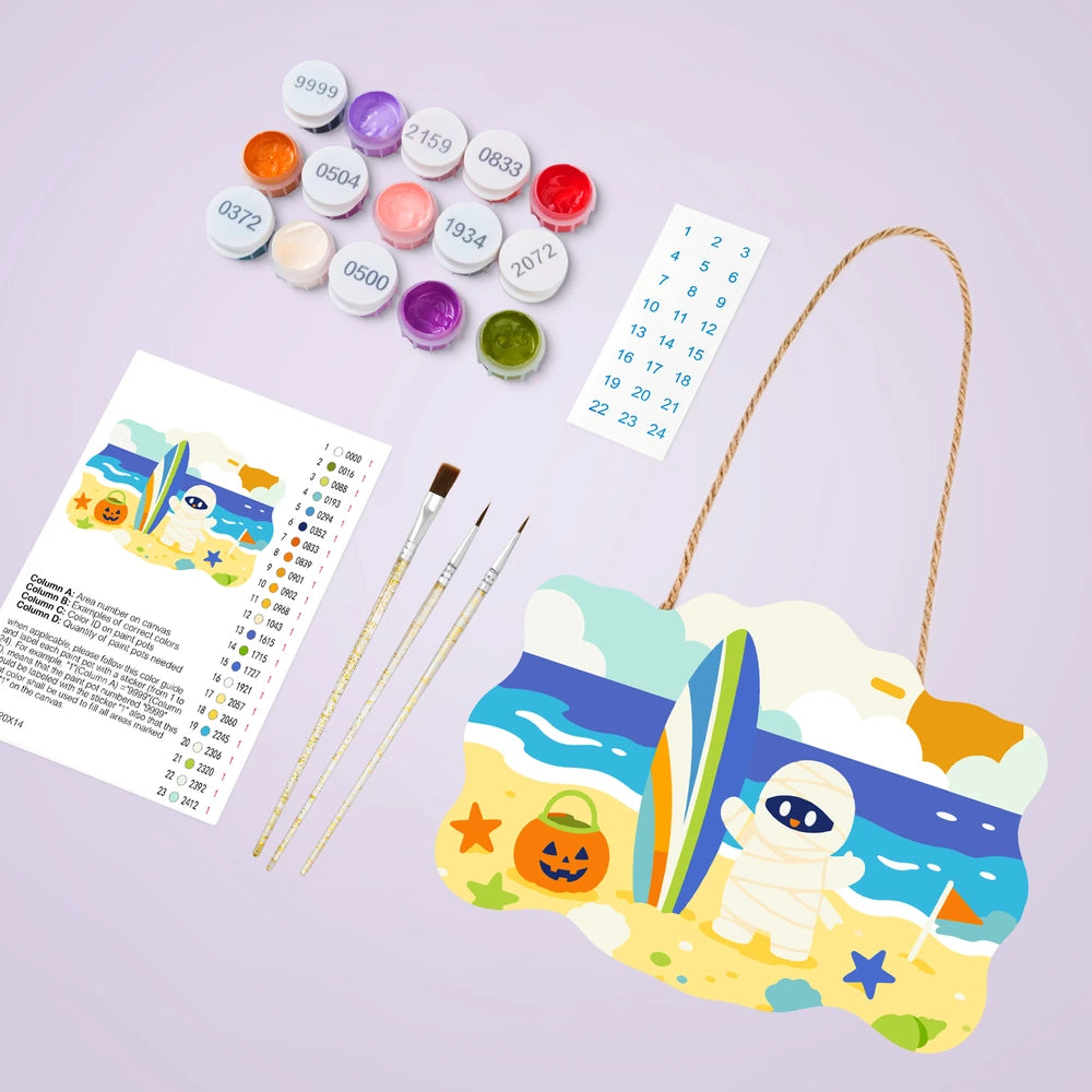 
Paint by Numbers - Wooden Door Hanger | Mummy at the Beach