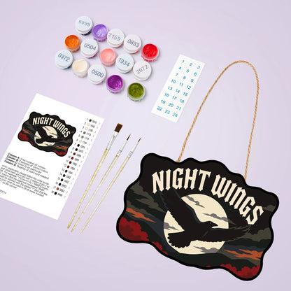 Paint by Numbers - Wooden Door Hanger | Night Wings