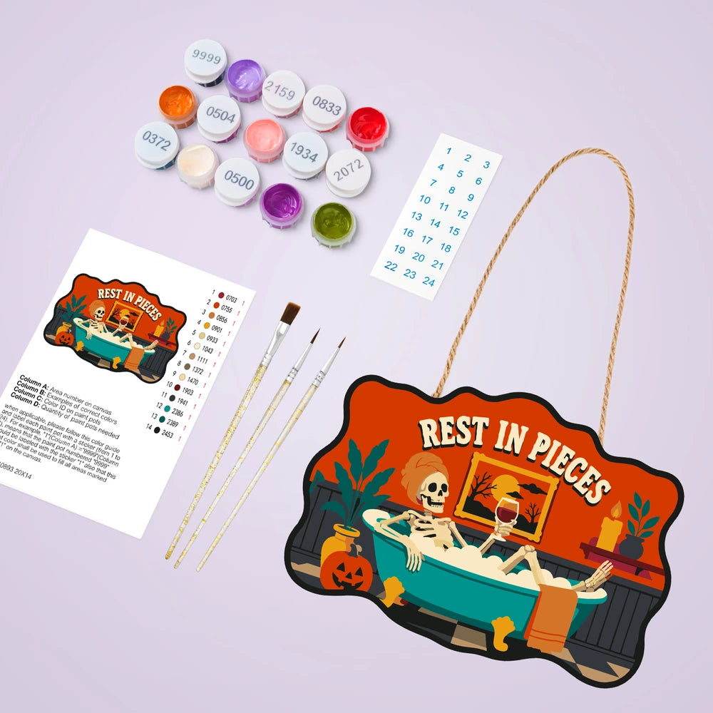 
Paint by Numbers - Wooden Door Hanger | Rest in Pieces