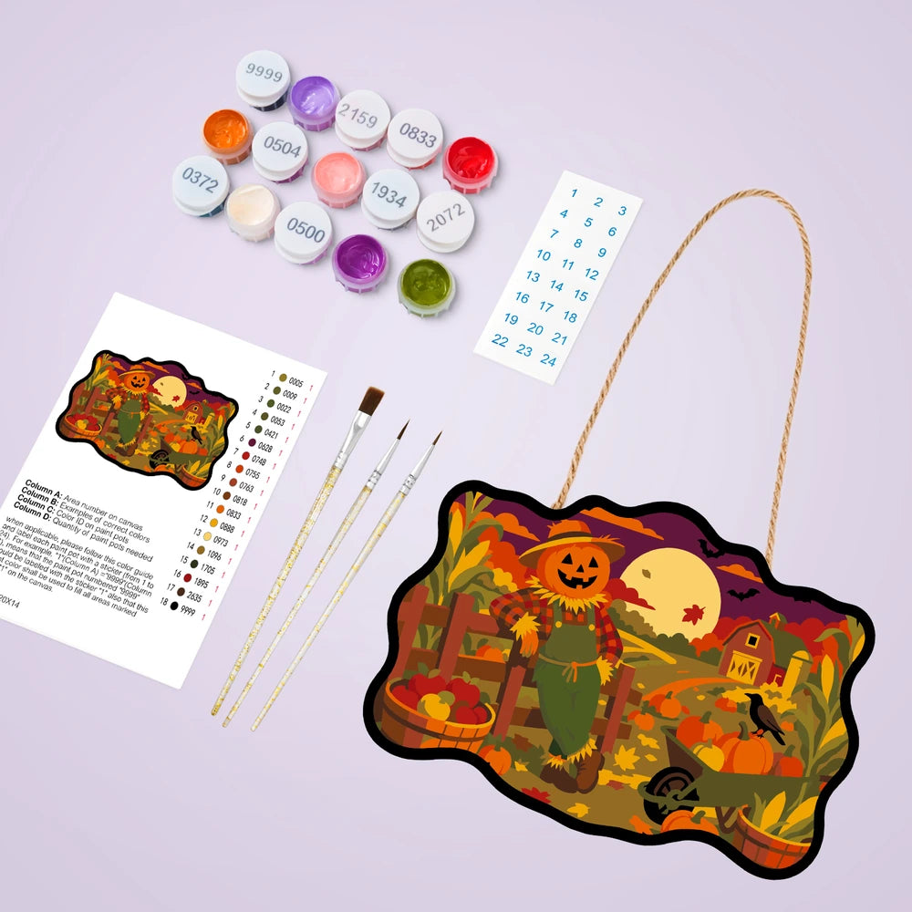 Paint by Numbers - Wooden Door Hanger | Scarecrow at the Harvest Farm