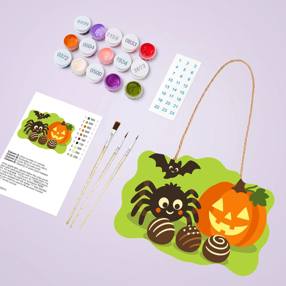 
Paint by Numbers - Wooden Door Hanger | Spider with Chocolate Treats