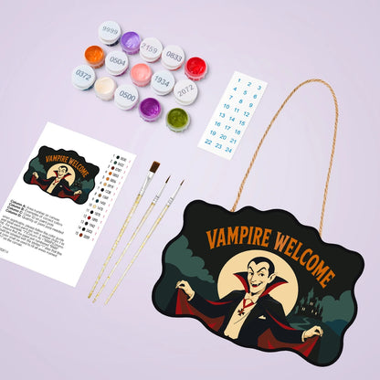 Paint by Numbers - Wooden Door Hanger | Vampire Welcome