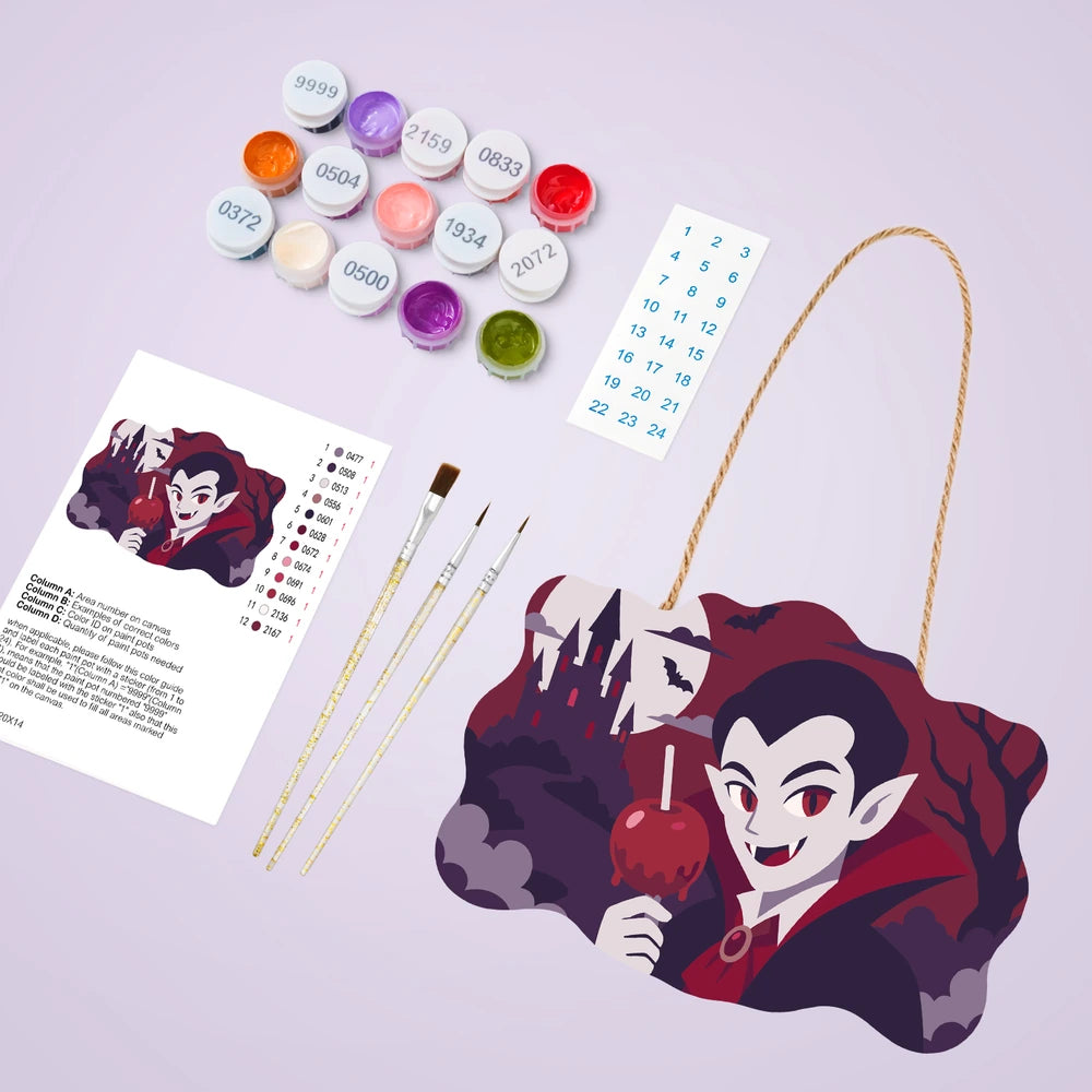 
Paint by Numbers - Wooden Door Hanger | Vampire with a Candy Apple