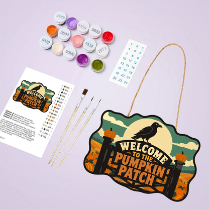 Paint by Numbers - Wooden Door Hanger | Welcome to the Pumpkin Patch Gate