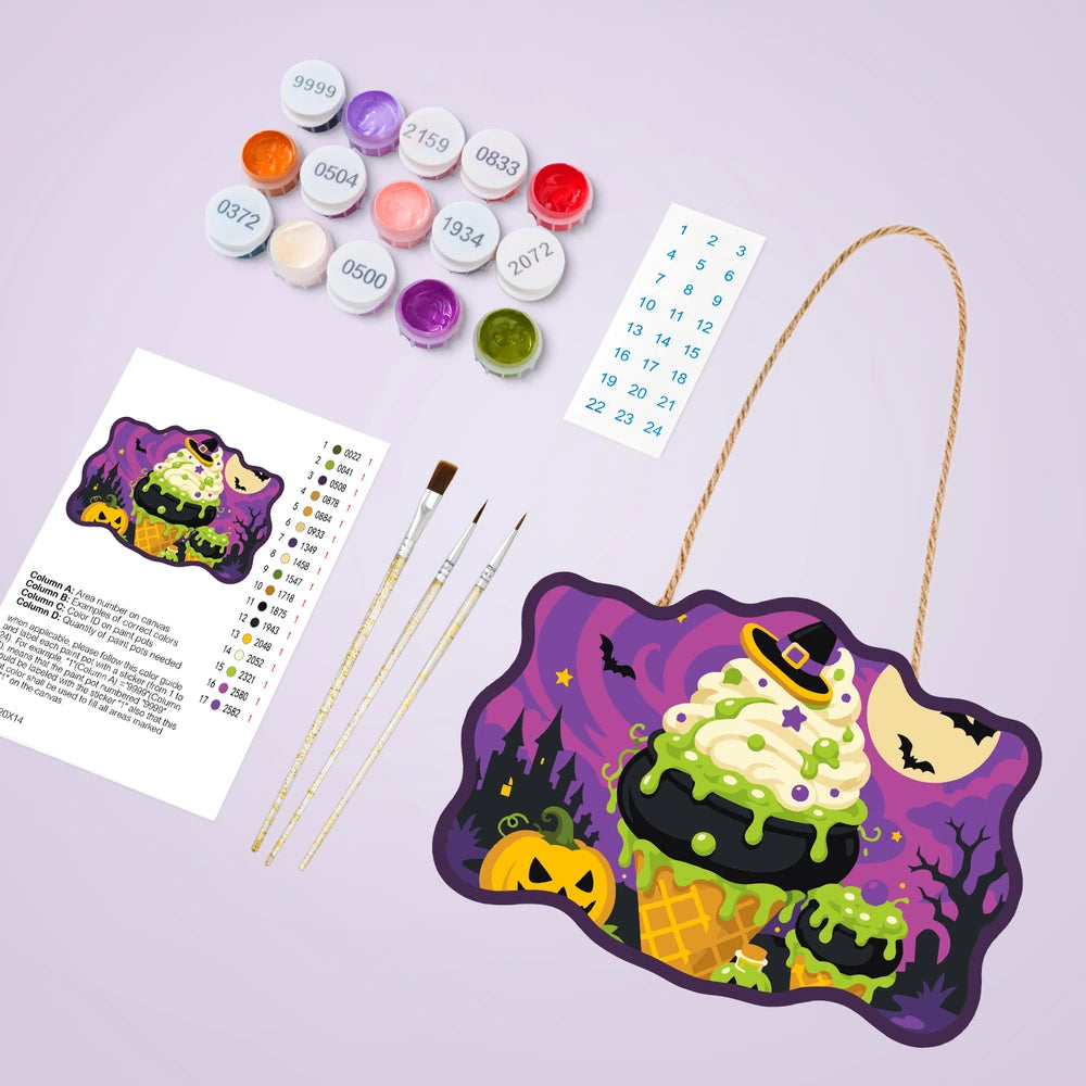Paint by Numbers - Wooden Door Hanger | Witch's Cauldron Ice Cream
