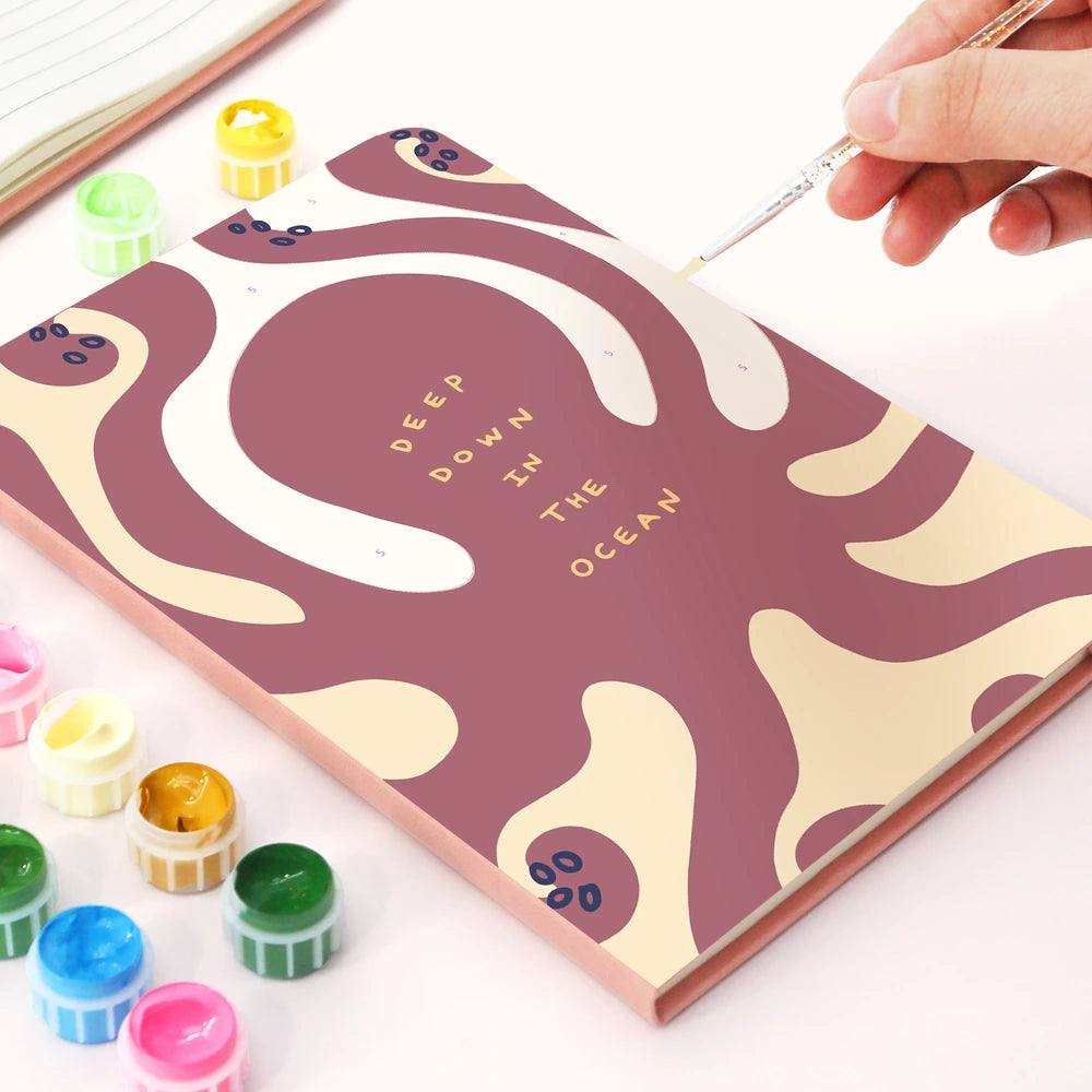 Paint by Numbers Hardcover Journal Notebook - Deep Down in the Ocean Octopus