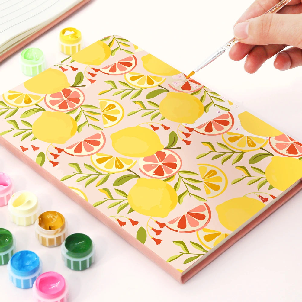 Paint by Numbers Hardcover Journal Notebook - Lemon Grove Pattern