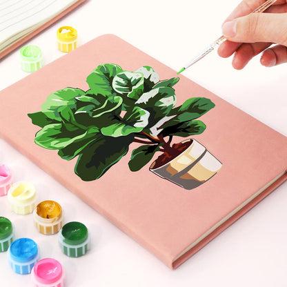 Paint by Numbers Hardcover Journal Notebook - Potted Plant