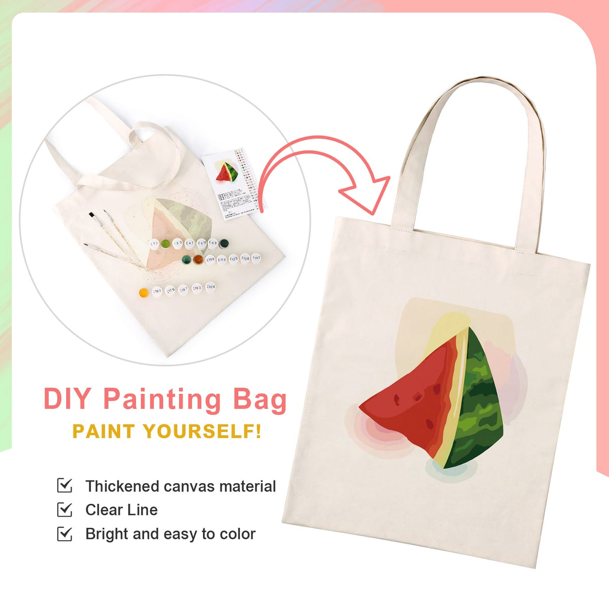 
Paint by Numbers - DIY Totebag | Watermelon Slice