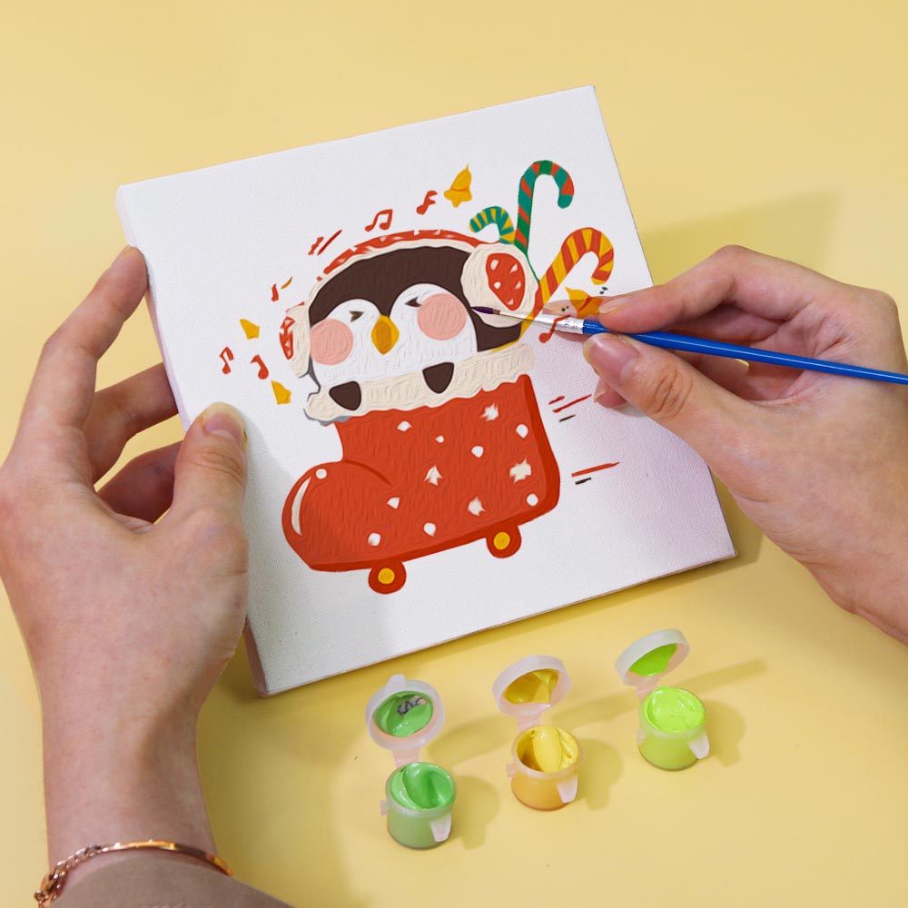 
Paint by Numbers – 6 Mini Paintings | Christmas Penguins Set