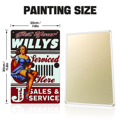Paint by Numbers – Vintage Metal Wall Art | Willys Jeep Sales & Service Pin-up