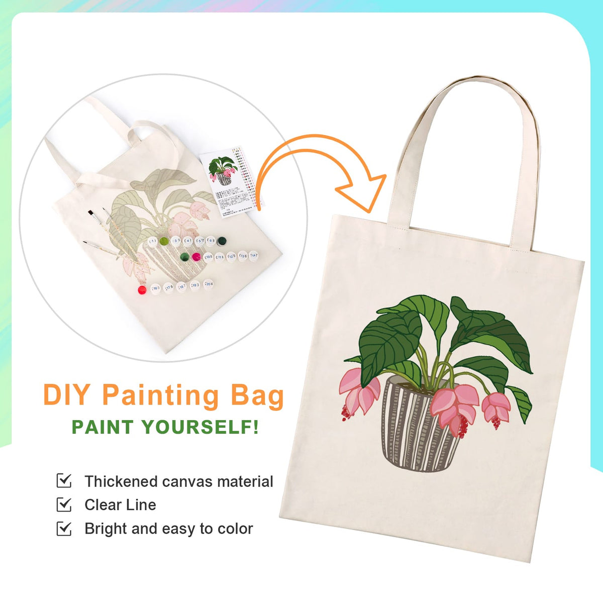 
Paint by Numbers – DIY Totebag | Pink Bellflower