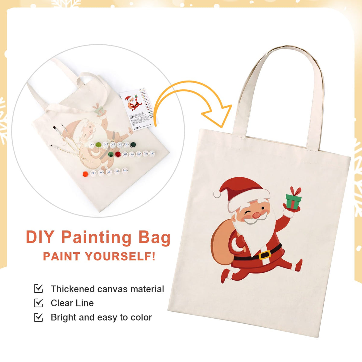 
Paint by Numbers – DIY Totebag | Jolly Santa Claus