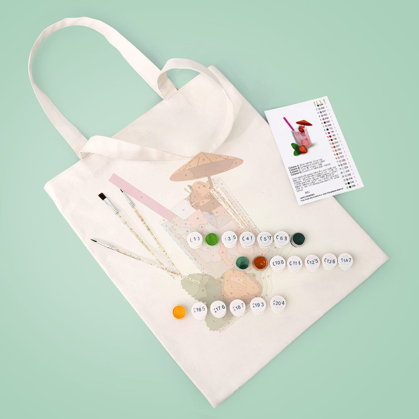 Paint by Numbers – DIY Totebag | Strawberry Drink