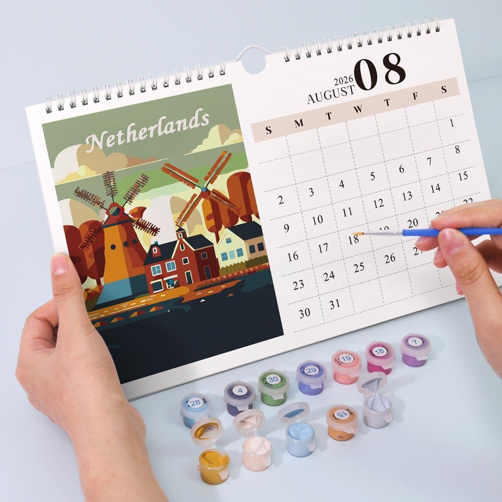 Paint by Numbers - 2026 Wall Calendar - World Landmarks Edition