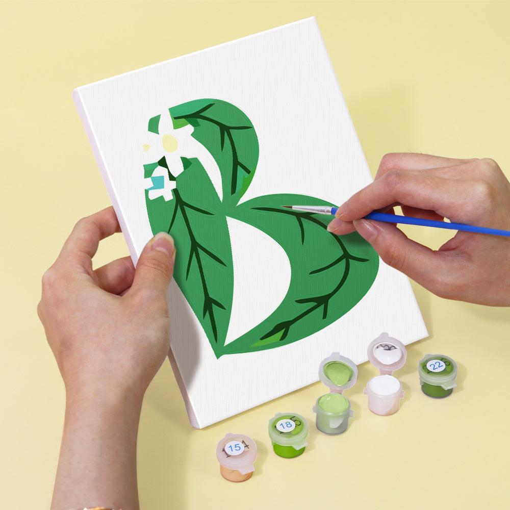 Paint by Numbers – Alphabet Painting Kit | A to Z Leafy Green Letters