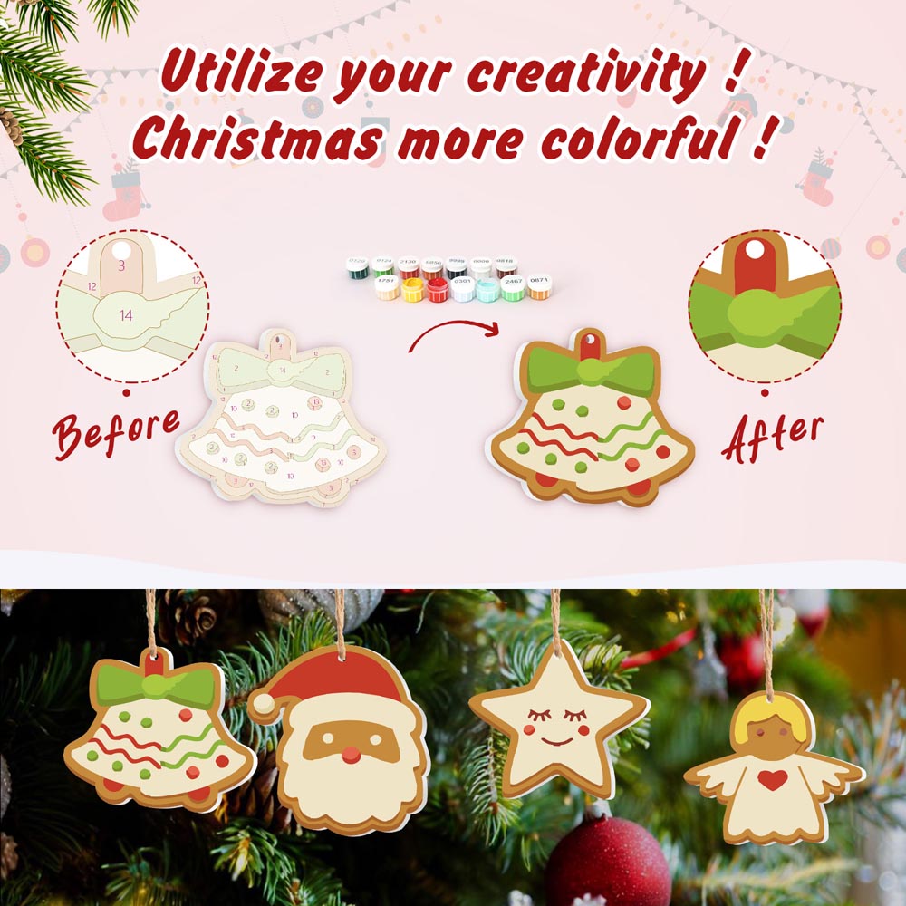 
Paint by Numbers – 8 Christmas Ornaments – Santa, Snowman & Sweet Holiday Treats Set