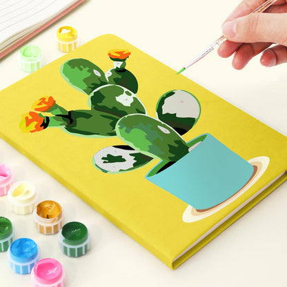 Paint by Numbers Hardcover Journal Notebook - Flowering Cactus