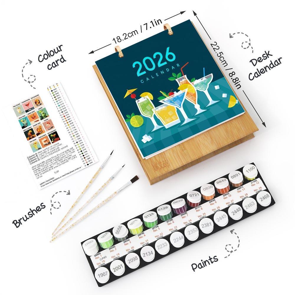Paint by Numbers - 2026 Desk Calendar - Classic Cocktails