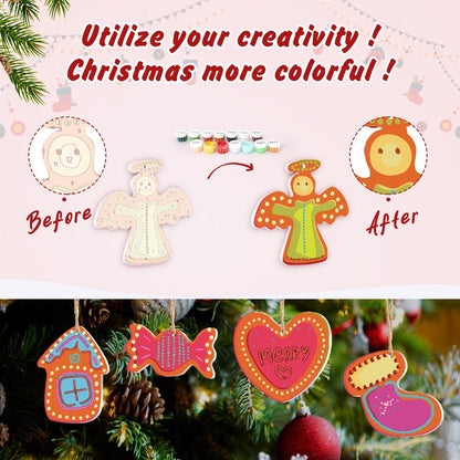 Paint by Numbers – 8 Christmas Ornaments – Colorful Reindeer, Santa & Festive Shapes Set