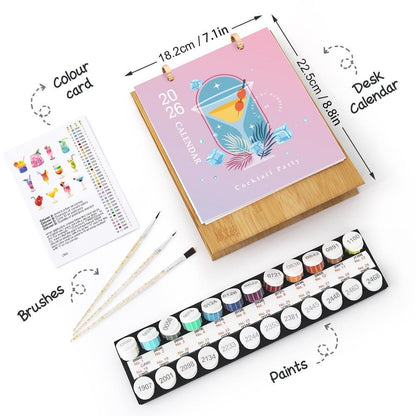 Paint by Numbers - 2026 Desk Calendar - Colorful Cocktails