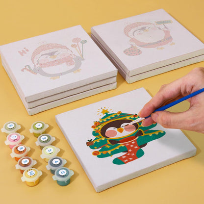 Paint by Numbers – 6 Mini Paintings | Christmas Penguins Set