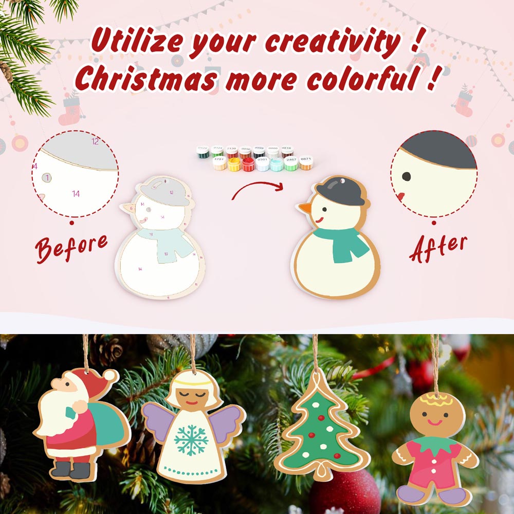 
Paint by Numbers – 8 Christmas Ornaments – Gingerbread Village & Holiday Figures Set