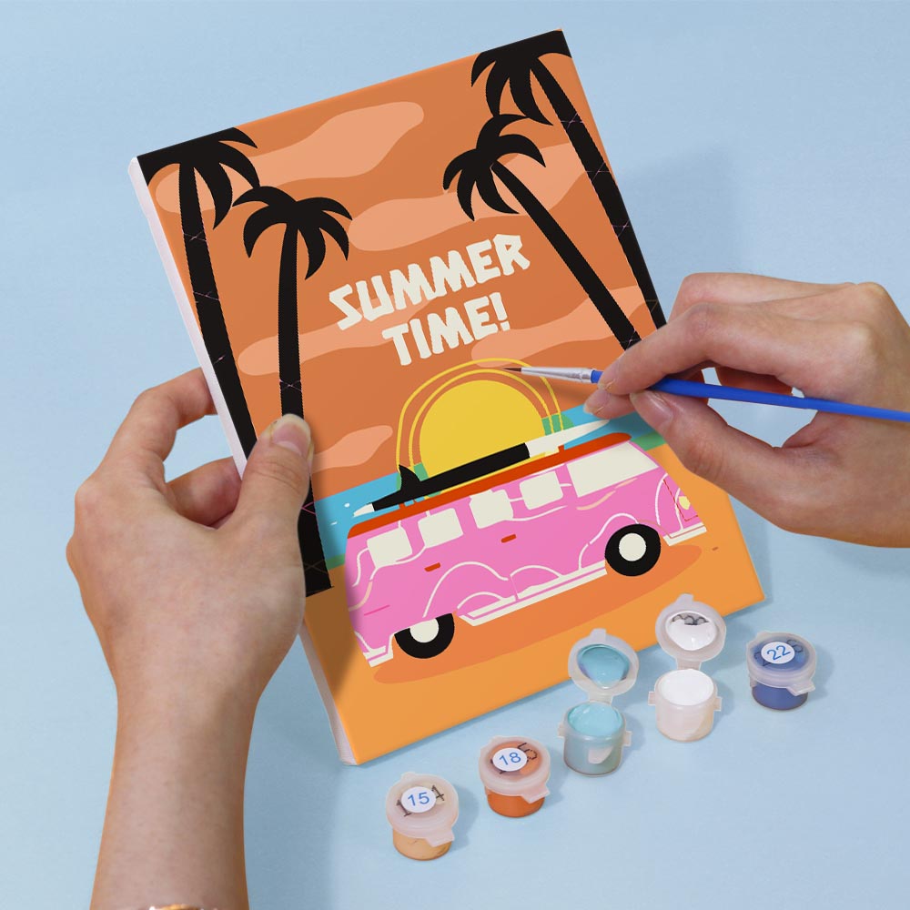 Paint by Numbers – 6 Mini Paintings | Retro Summer Holiday Set
